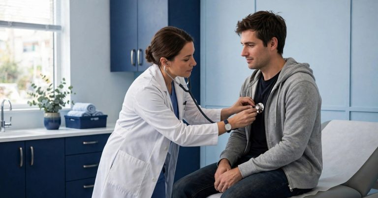 Doctor performing an annual checkup exam on a patient